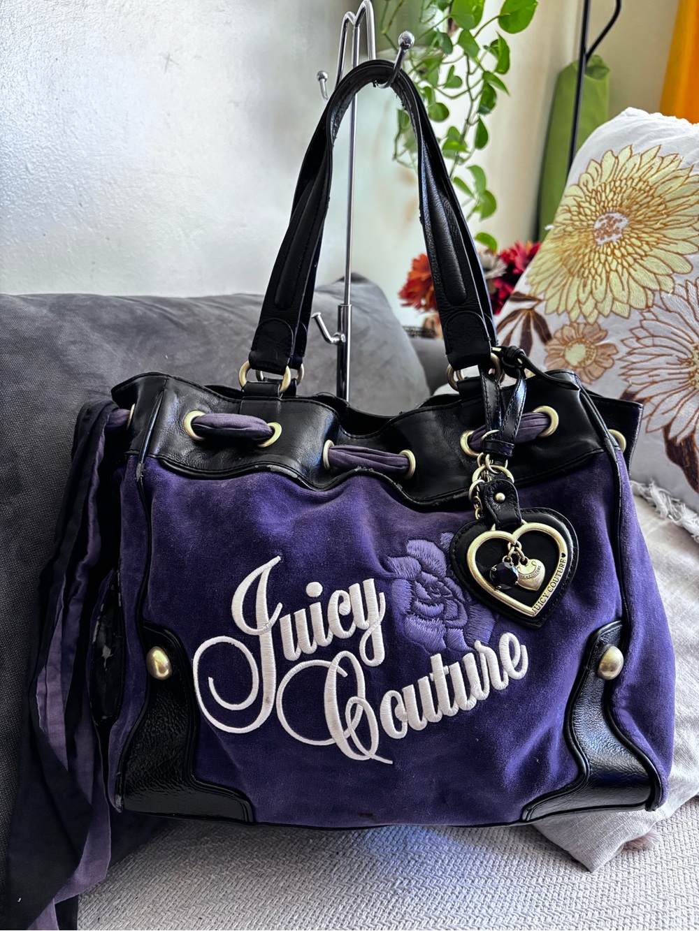 Rare Purple Juicy Couture Velour Daydreamer Vintage Y2K Tote Bag